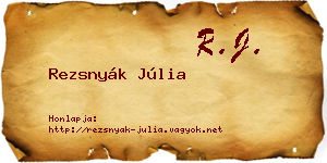 Rezsnyák Júlia névjegykártya